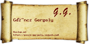 Göncz Gergely névjegykártya